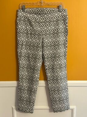 Tribal White and Gray Geometric Print Trousers